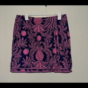 Lilly Pulitzer Navy and Pink Tropical Pineapple Skirt